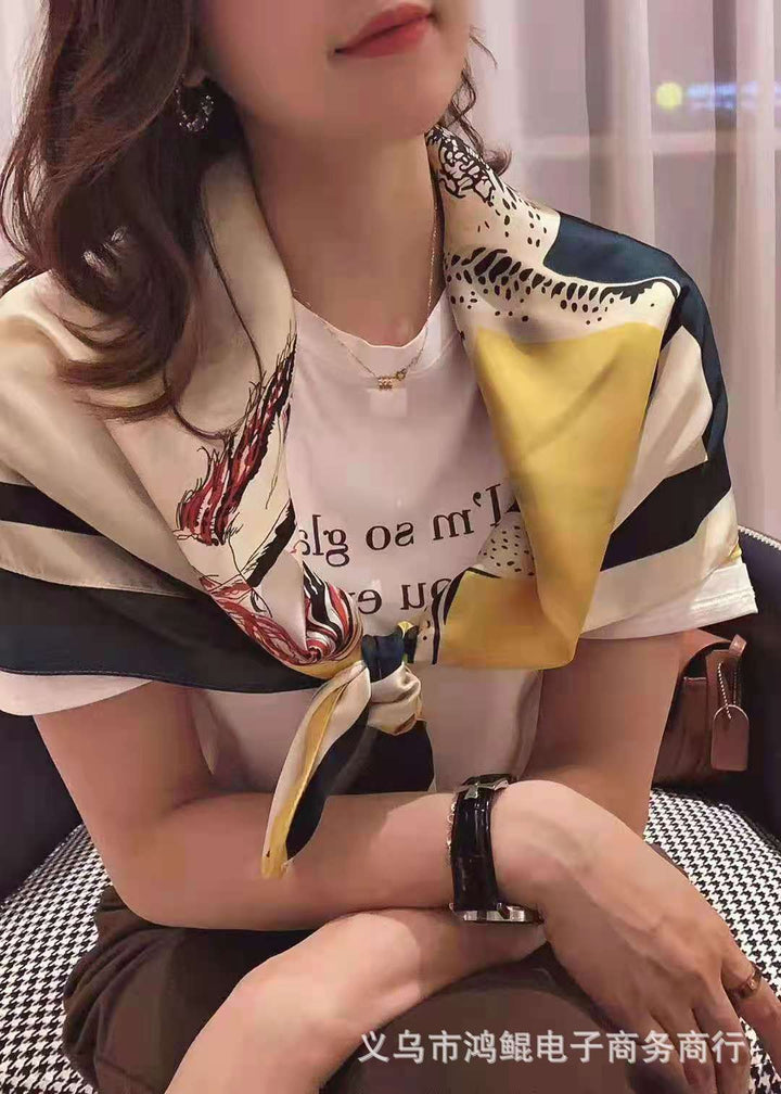 Nuevo regalo de estilo chino para mujer: pañuelo de seda con estampado "Mil millas de ríos y montañas", chal cuadrado grande para el Día de la Madre.