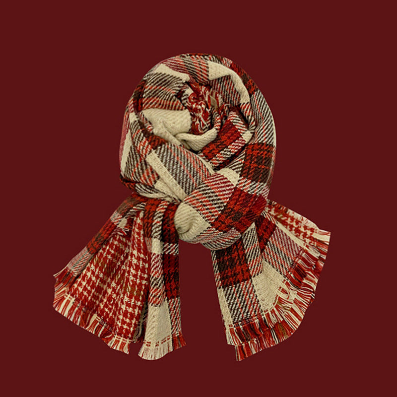 Bufanda de punto unisex de invierno: rojo festivo para Navidad y Año Nuevo