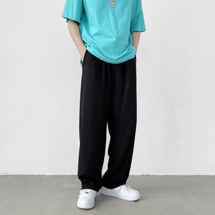 Chinese-Style Bear Embroidery Cuffed Sweatpants for Men | 2023 New Autumn/Winter National Trend Casual Sports Pants