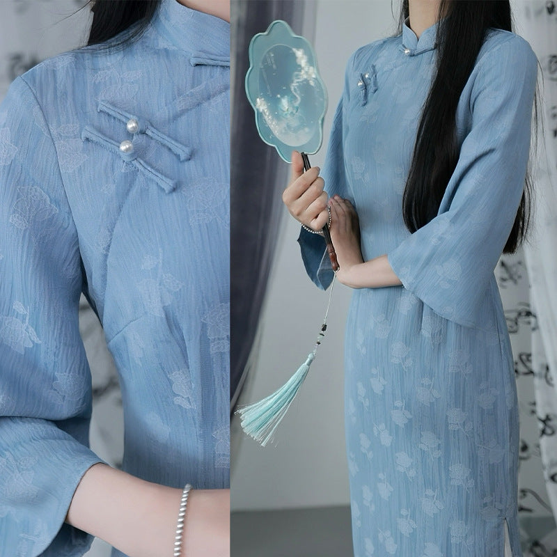 Qiao Niang Yu Elegant Lady-Style Modified New Chinese Qipao - 2024 Autumn Casual Wear for Young Women