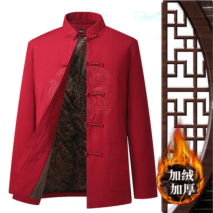 Elderly Men's Tang Suit Cotton-Padded Jacket | Winter Dad's Coat | Grandpa's Autumn and Winter Chinese Style Thickened and Fleece-Padded Set