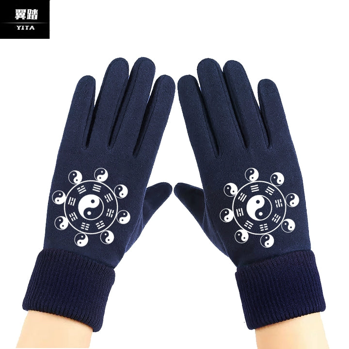 Guantes de estilo chino para Tai Chi, guantes de artes marciales para ejercicios matutinos de Tai Chi, de gamuza sintética, unisex, para ciclismo, resistentes al viento, cálidos y personalizables.
