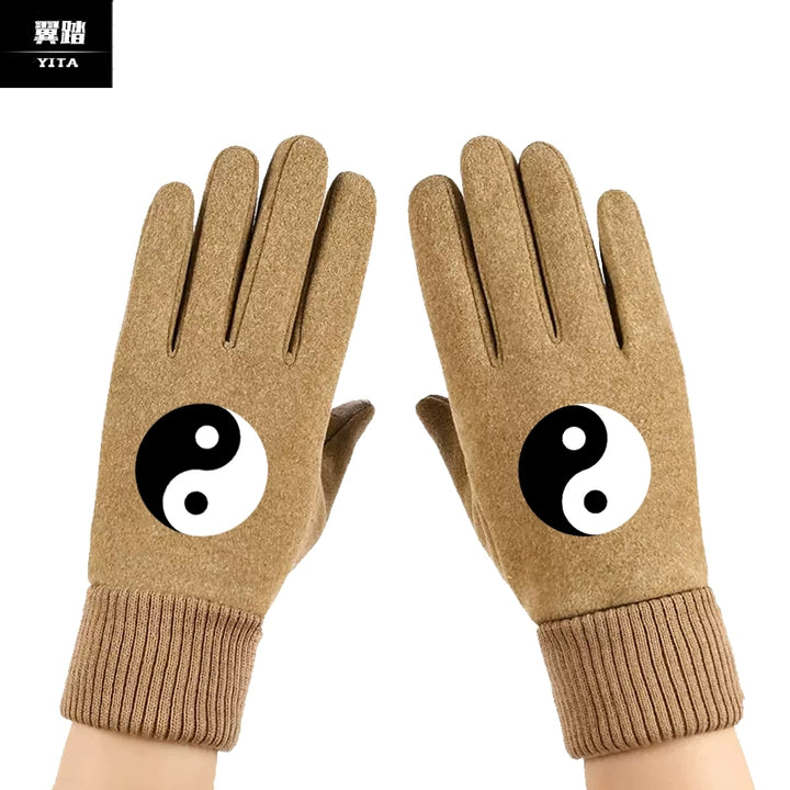Guantes de estilo chino para Tai Chi, guantes de artes marciales para ejercicios matutinos de Tai Chi, de gamuza sintética, unisex, para ciclismo, resistentes al viento, cálidos y personalizables.