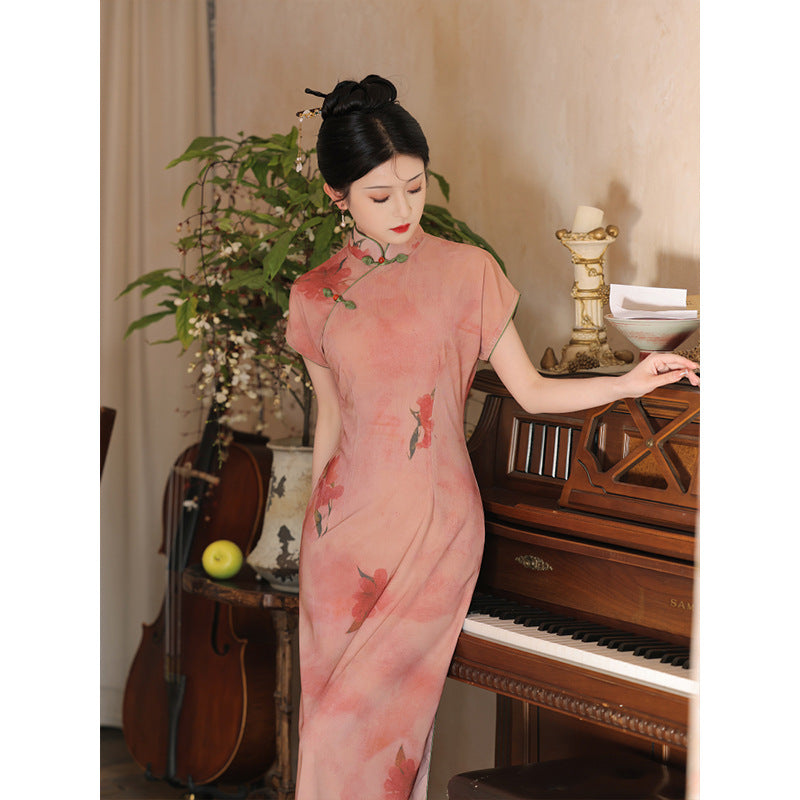 Pink cheongsam summer new 2024 improved young girl Republic of China style women's clothing new Chinese style daily wear