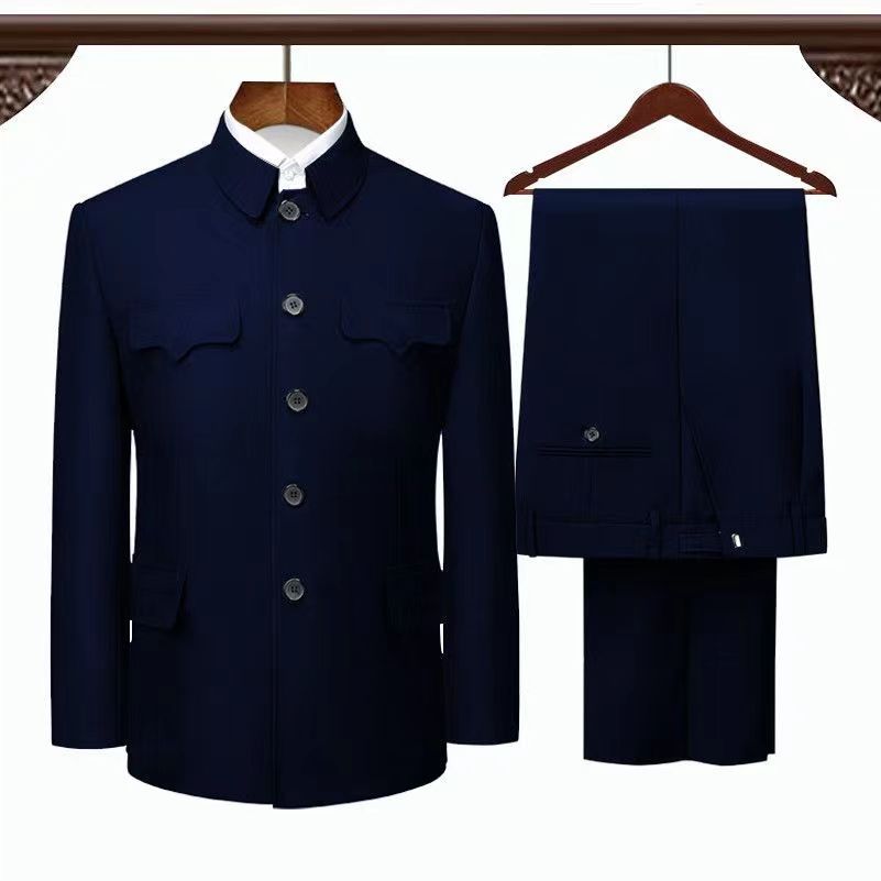 Trajes Zhongshan al por mayor para personas de mediana edad y mayores: estilo tradicional del abuelo