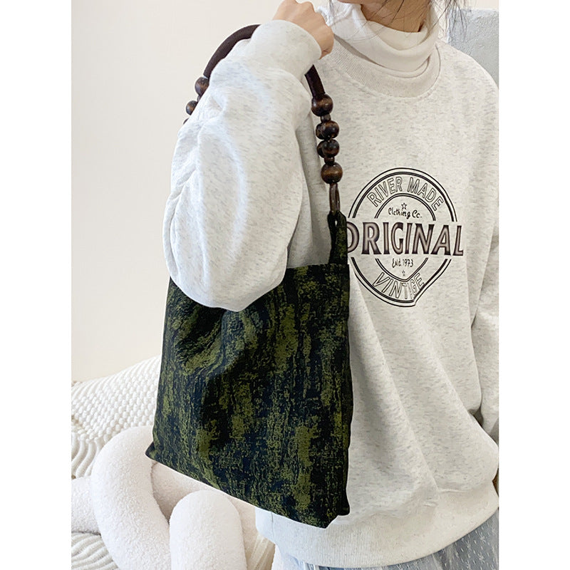 Modern Chinese-Style Vintage Shoulder Tote – Artistic Small Square Bag