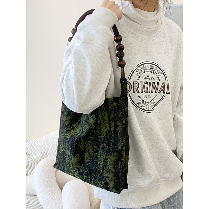 Modern Chinese-Style Vintage Shoulder Tote – Artistic Small Square Bag
