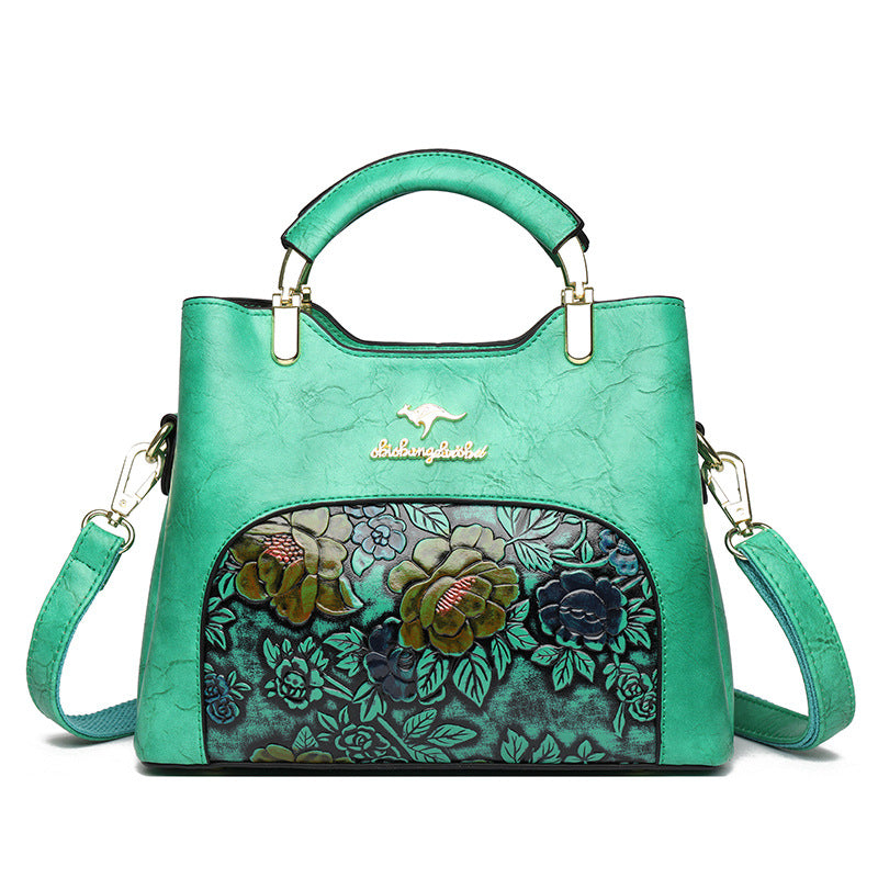 Vintage Chinese Style Peony Embossed Handbag