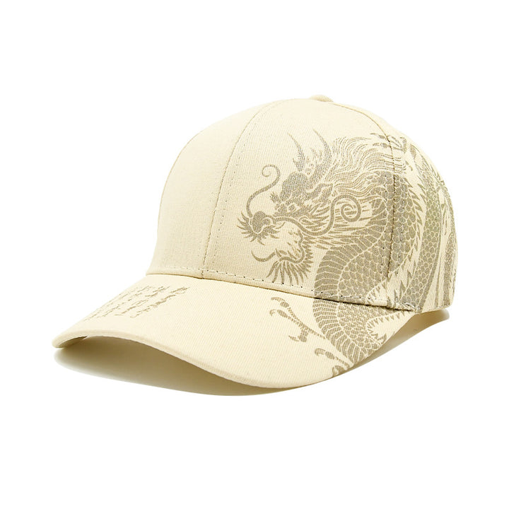 Gorra de béisbol con estampado de dragón estilo chino: sombrero de sol moderno para mujer y hombre, gorra plana para actividades al aire libre, protección solar.