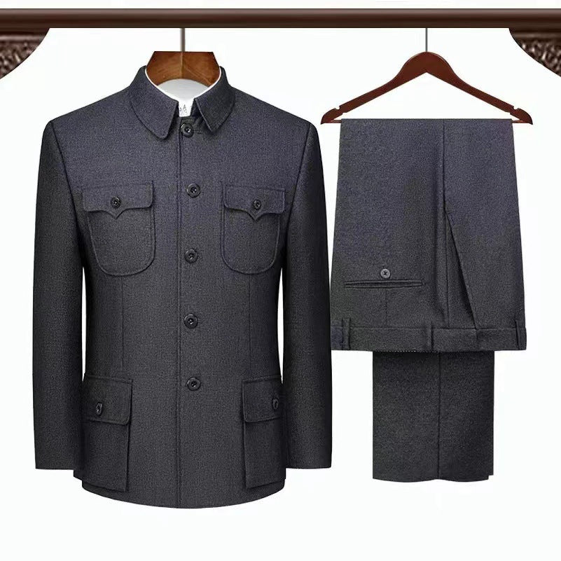 Trajes Zhongshan al por mayor para personas de mediana edad y mayores: estilo tradicional del abuelo