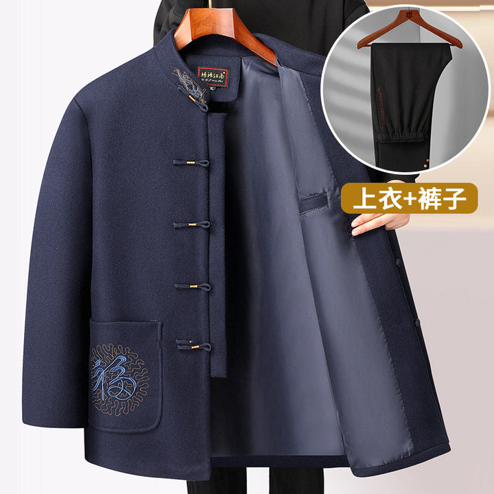 Men’s Elderly Tang Suit Jacket | Spring & Autumn Collection for Ages 60-80 | Grandpa 2024 New Set