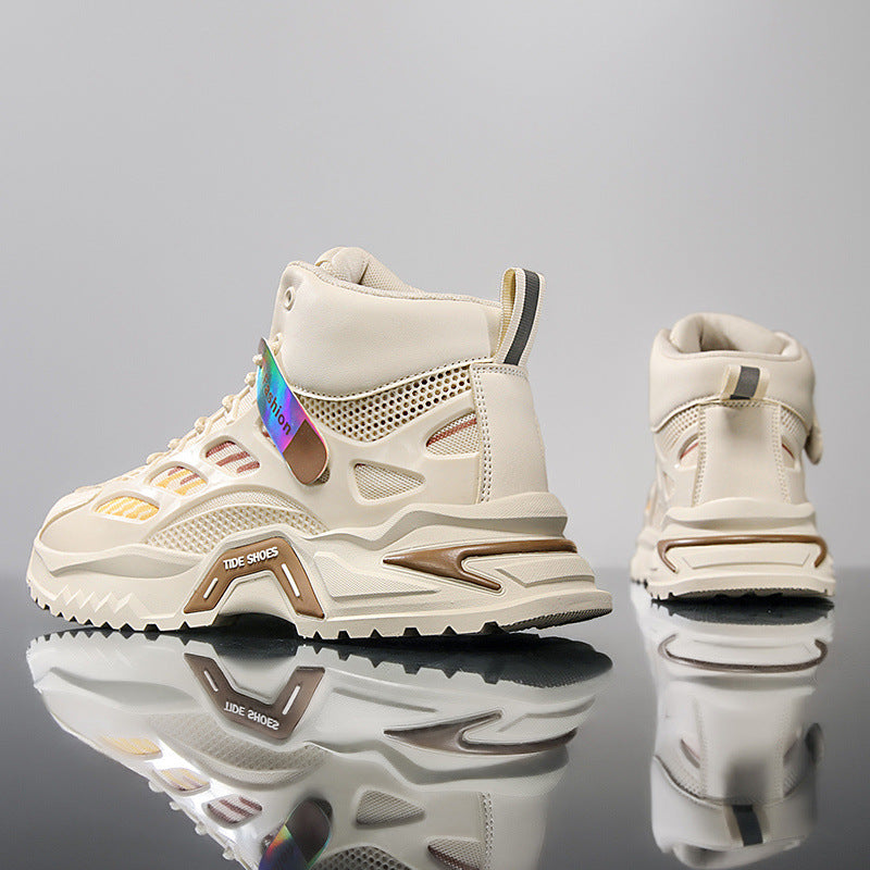 Zapatos de hombre de tendencia nacional, otoño 2024, nuevos zapatos deportivos casuales de suela gruesa transpirables de caña alta para jóvenes, zapatos de moda para papá para hombre