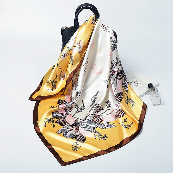 Pañuelo cuadrado de seda para mujer de 90 cm, estampado satinado, al por mayor