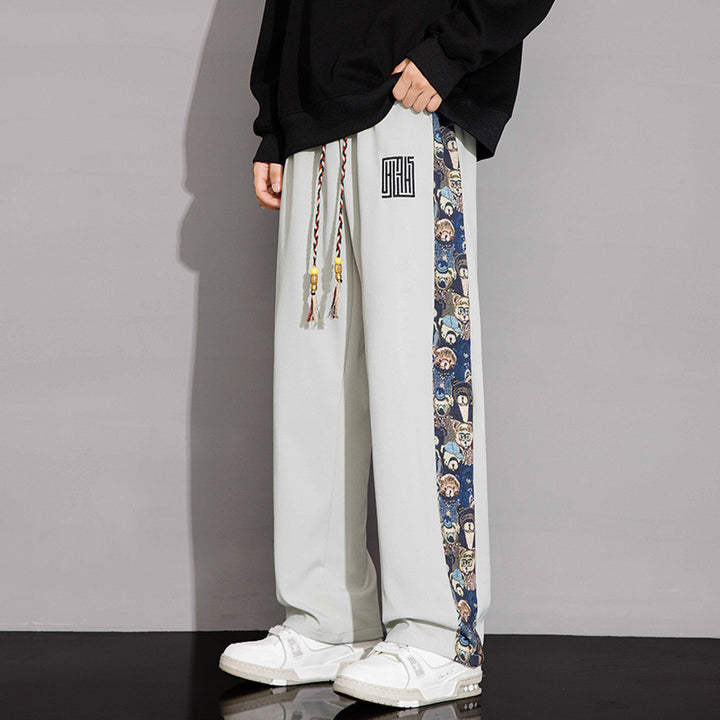 NASA-Inspired New Chinese-Style Embroidered Pants for Men | Spring & Fall Casual Trousers