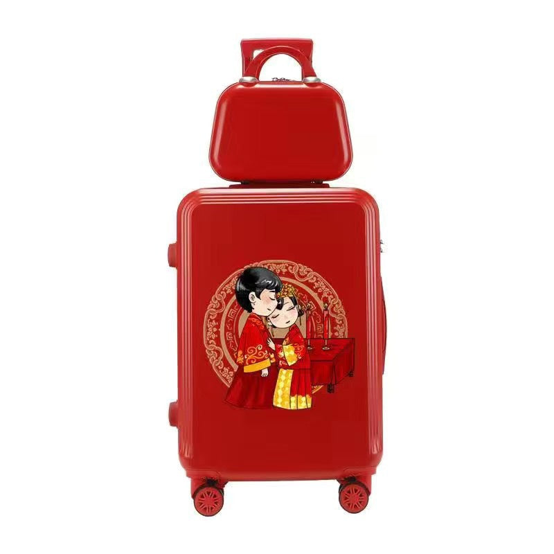 Conjunto de equipaje nupcial rojo: maleta de dote nupcial con estuche a juego
