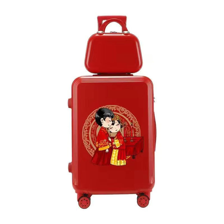 Conjunto de equipaje nupcial rojo: maleta de dote nupcial con estuche a juego
