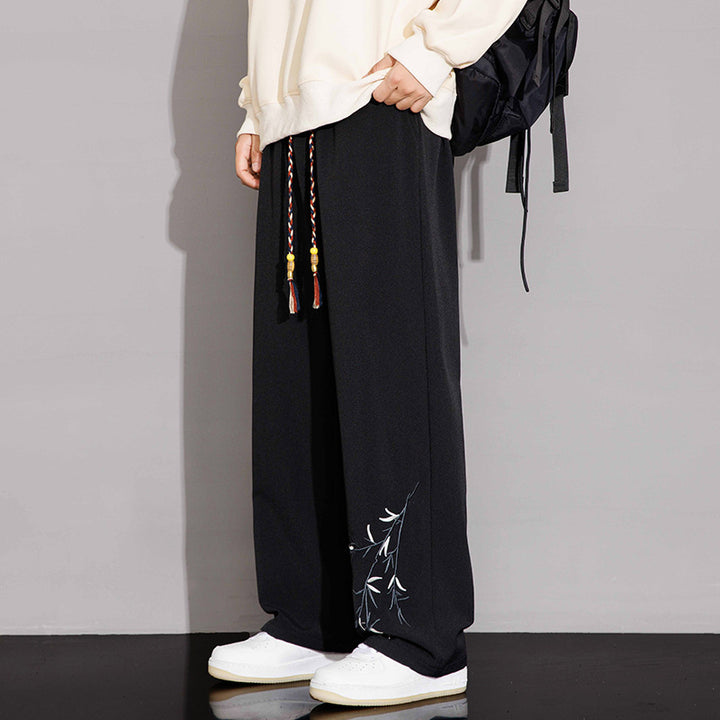 NASA-Inspired New Chinese-Style Embroidered Pants for Men | Spring & Fall Casual Trousers