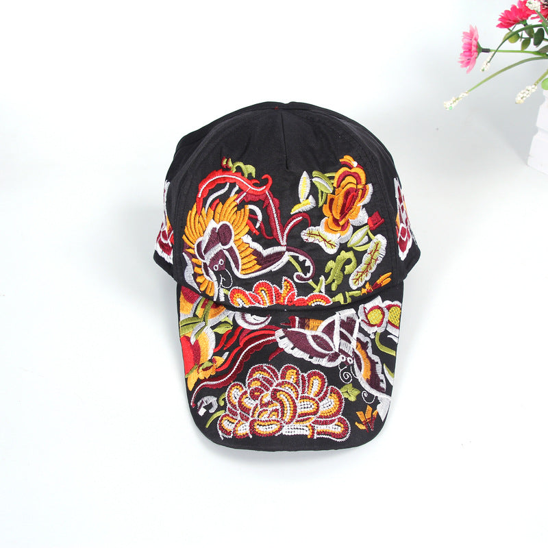 2024 Summer New Chinese Style Embroidered Baseball Cap – Fashionable Half-Brim Hollow Design Sunshade Hat