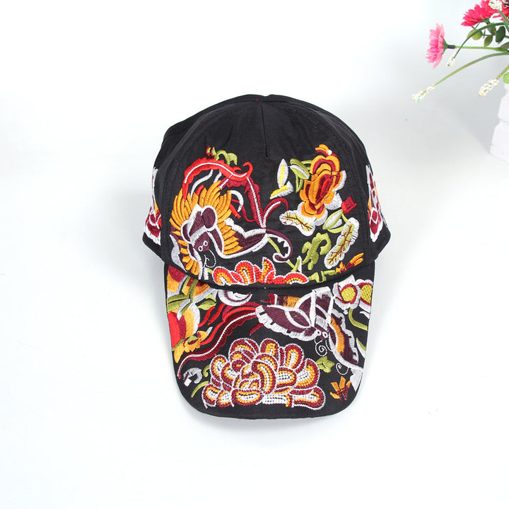 2024 Summer New Chinese Style Embroidered Baseball Cap – Fashionable Half-Brim Hollow Design Sunshade Hat