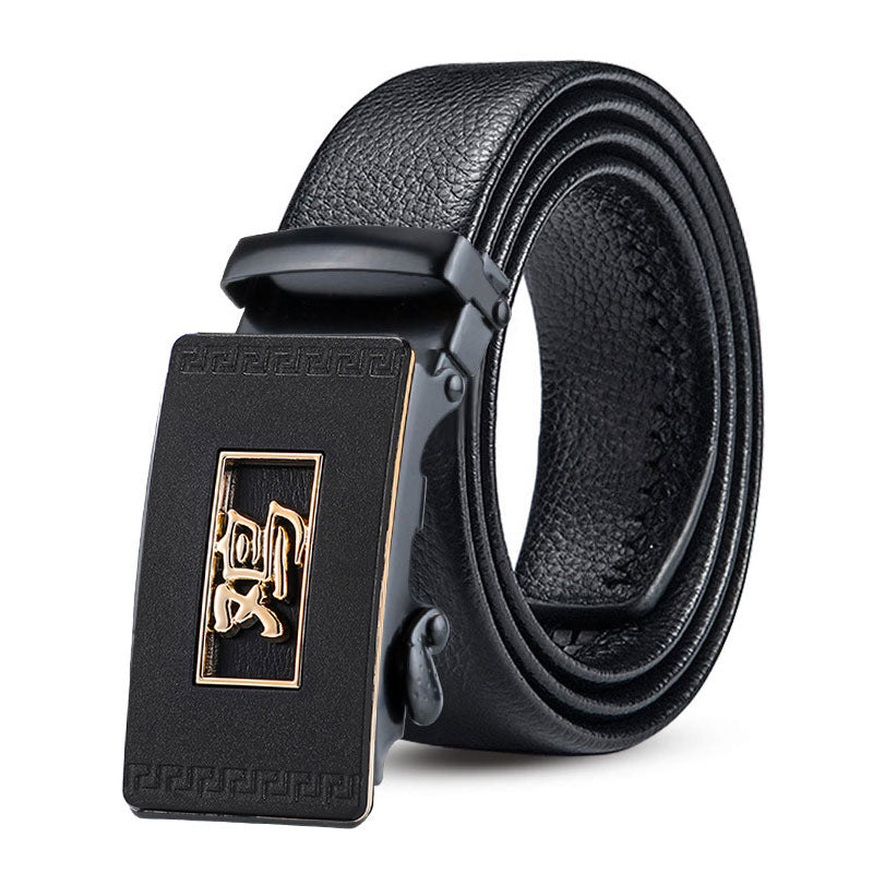 Cinturón con hebilla automática del zodiaco, resistente a arañazos y ribeteado para hombre. Cinturón informal de estilo chino.