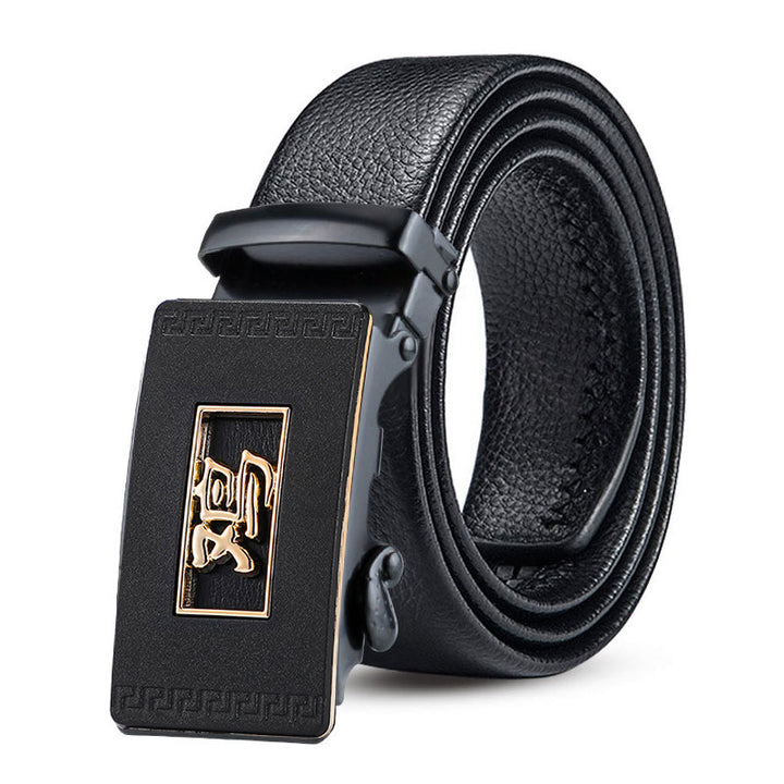 Cinturón con hebilla automática del zodiaco, resistente a arañazos y ribeteado para hombre. Cinturón informal de estilo chino.