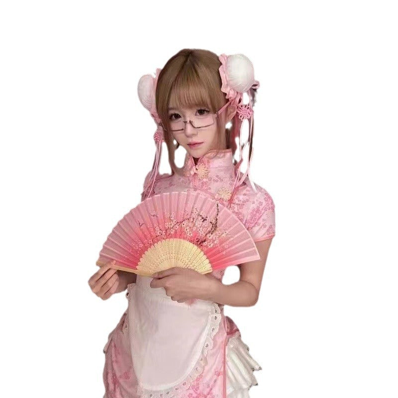 Cheongsam de chica china de gran venta, sexy, ajustado, estilo nacional, nuevo estilo chino mejorado, vestido de chef pequeño, delantal
