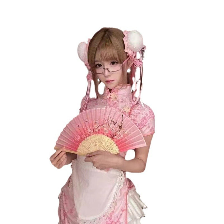 Cheongsam de chica china de gran venta, sexy, ajustado, estilo nacional, nuevo estilo chino mejorado, vestido de chef pequeño, delantal