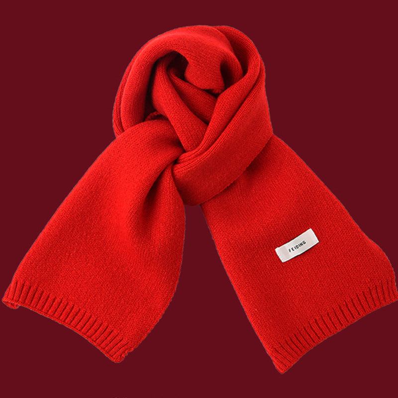Bufanda de punto unisex de invierno: rojo festivo para Navidad y Año Nuevo