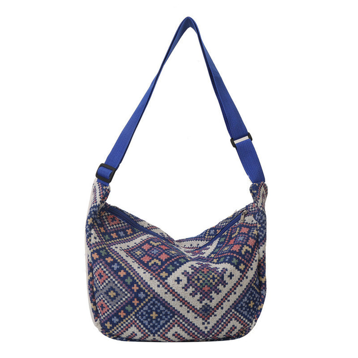 Chinese-Inspired Ethnic Style Dumpling Bag 2023 New Design with Colorful Pendant, Shoulder, and Crossbody Striped Tote
