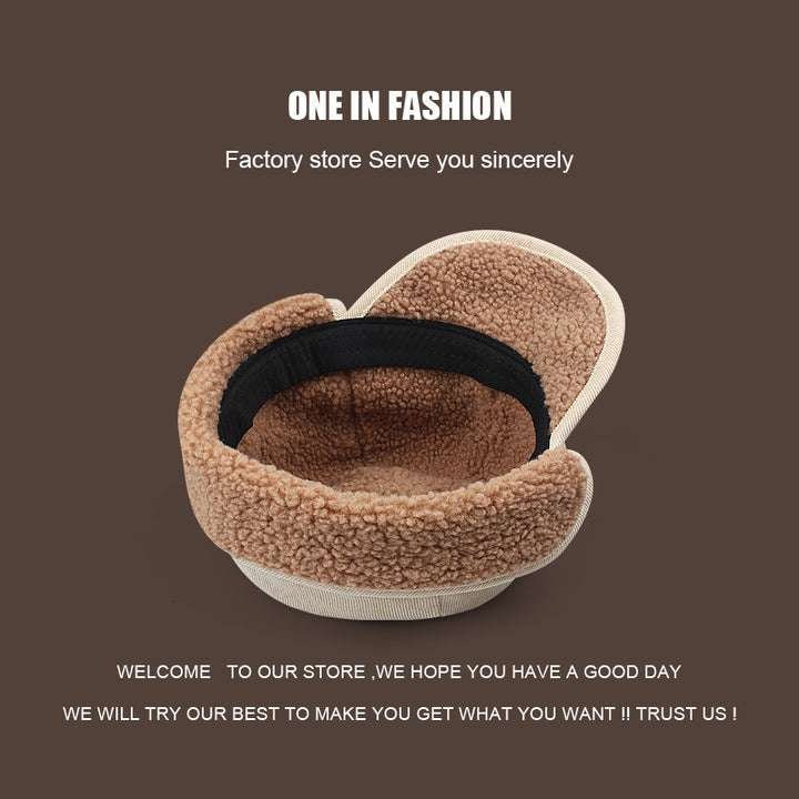 Gorro de aviador de lana de cordero gruesa Trendy Ins: gorro cálido con orejeras para hombre y mujer, ideal para ciclismo de invierno.