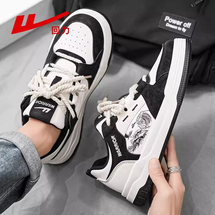 2024 Warrior Official Men’s Panda Board Shoes – National Style Black & White Casual Sneakers