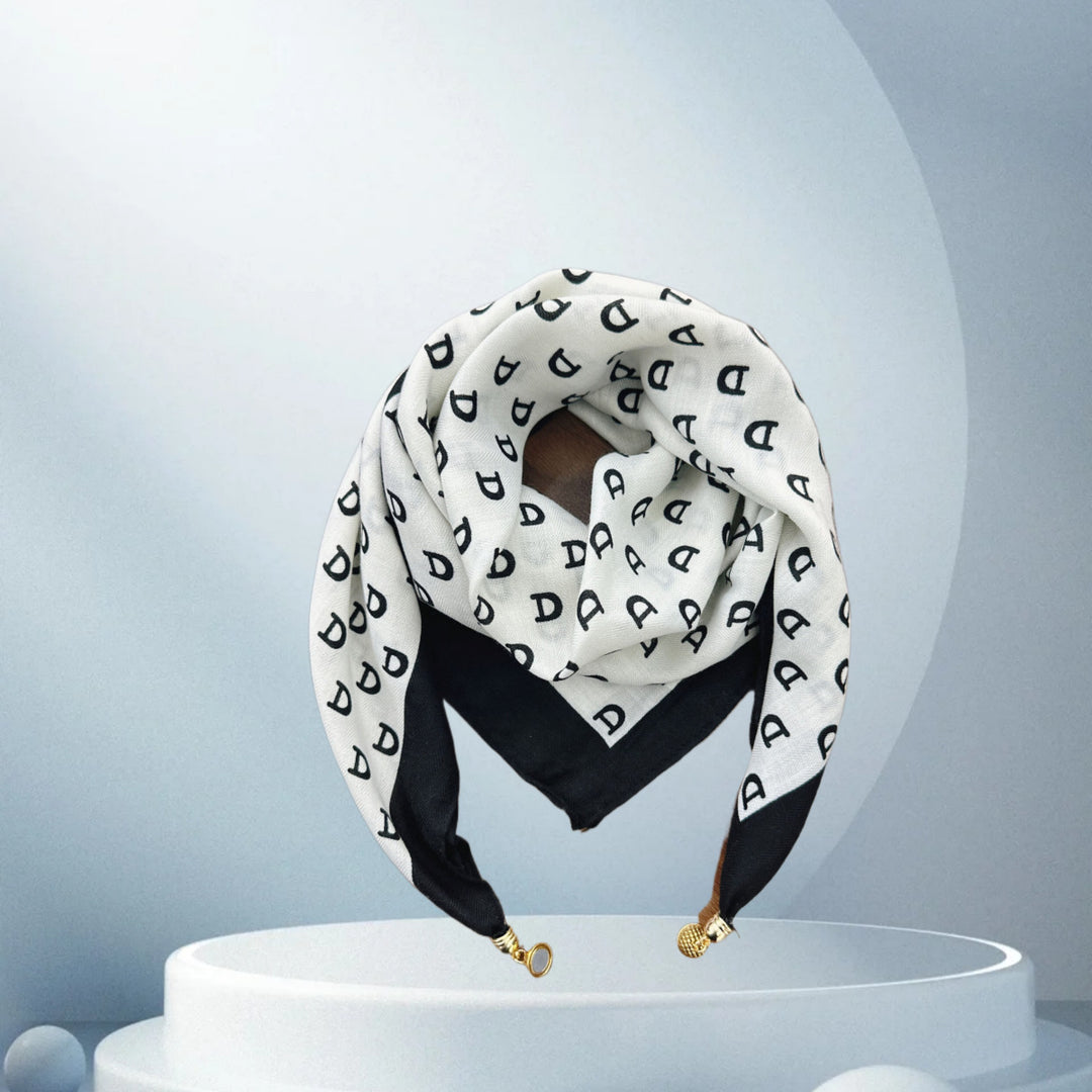 Vintage Print Magnetic Buckle Triangle Scarf – Elegant Lightweight Neck Scarf