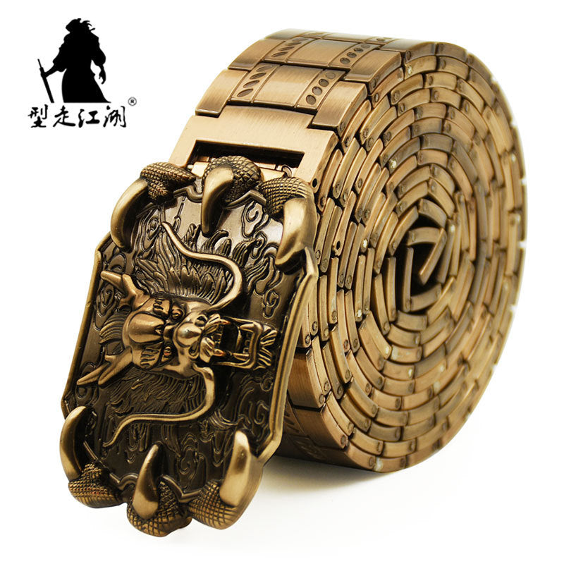男士中国风皮带,配不锈钢金属扣 – 战术、时尚、实用