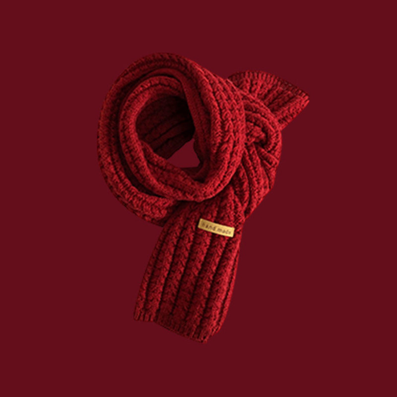 Bufanda de punto unisex de invierno: rojo festivo para Navidad y Año Nuevo