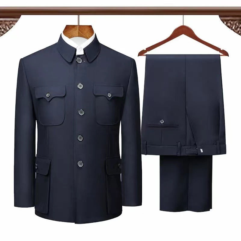 Trajes Zhongshan al por mayor para personas de mediana edad y mayores: estilo tradicional del abuelo