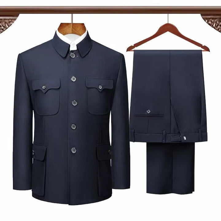 Trajes Zhongshan al por mayor para personas de mediana edad y mayores: estilo tradicional del abuelo