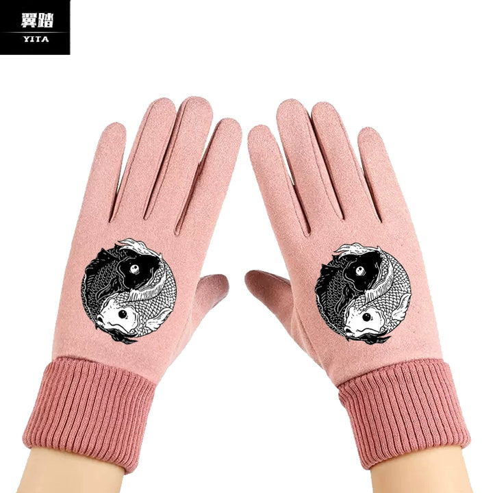 Guantes de estilo chino para Tai Chi, guantes de artes marciales para ejercicios matutinos de Tai Chi, de gamuza sintética, unisex, para ciclismo, resistentes al viento, cálidos y personalizables.