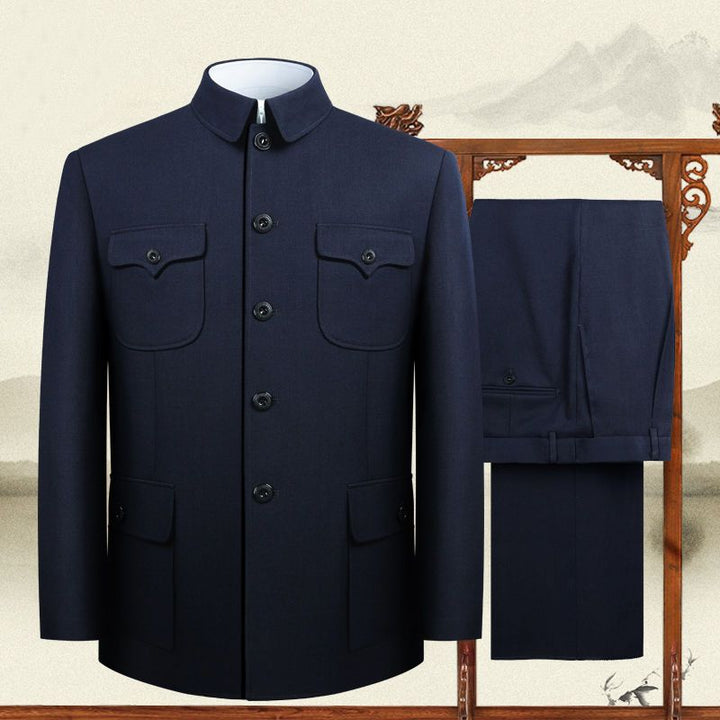 Spring & Autumn Army Casual Wear and Zhongshan Suits for Middle-aged and Elderly Men