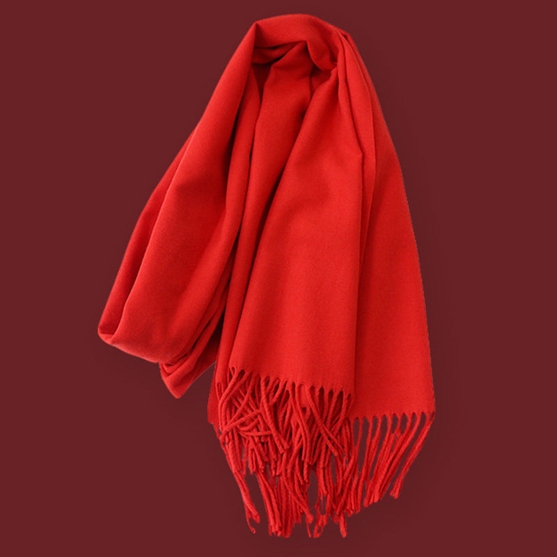 Bufanda de punto unisex de invierno: rojo festivo para Navidad y Año Nuevo