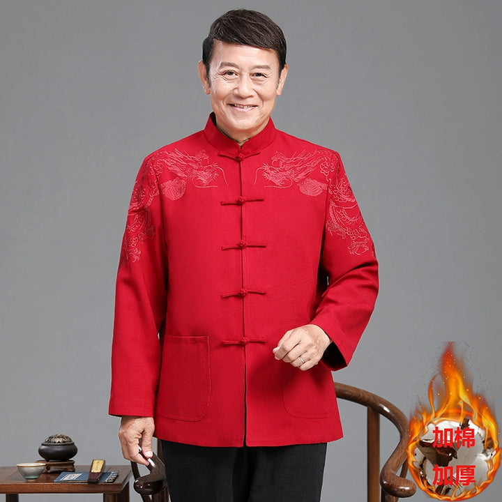 Traje Tang para hombres mayores | Chaqueta casual estilo chino para abuelo | Conjunto de primavera y otoño para boda de papá en Zhongshan