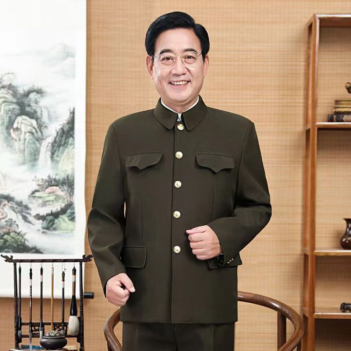 Trajes Zhongshan al por mayor para personas de mediana edad y mayores: estilo tradicional del abuelo