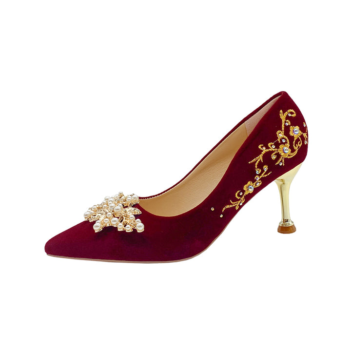 Zapatos de boda para mujer, zapatos de novia que no cansan los pies, zapatos de boda, estilo chino, vestido de novia Hexiu, tacones altos rojos de dos usos, sensación de nicho