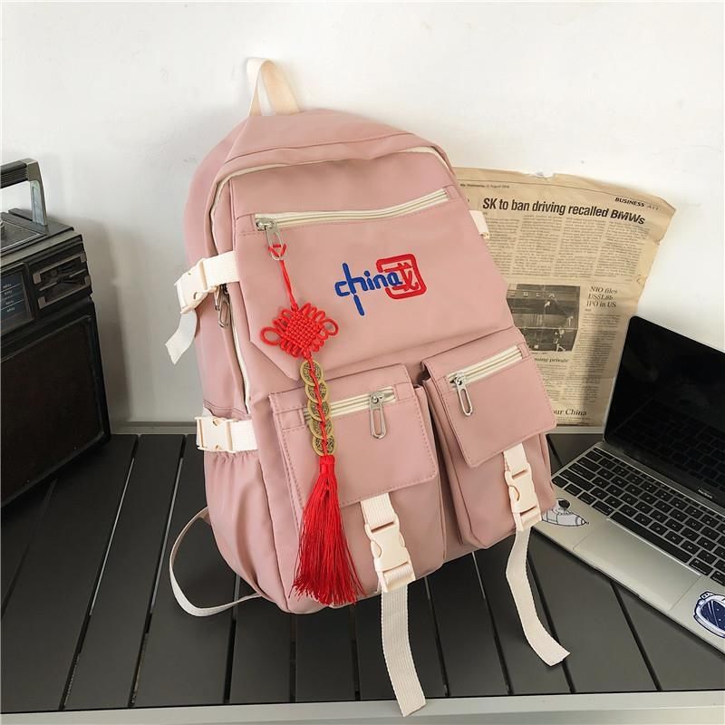 Mochila de estilo chino HD para niñas y niños, moderna y de gran capacidad para portátiles de estudiantes de secundaria y universitarios.