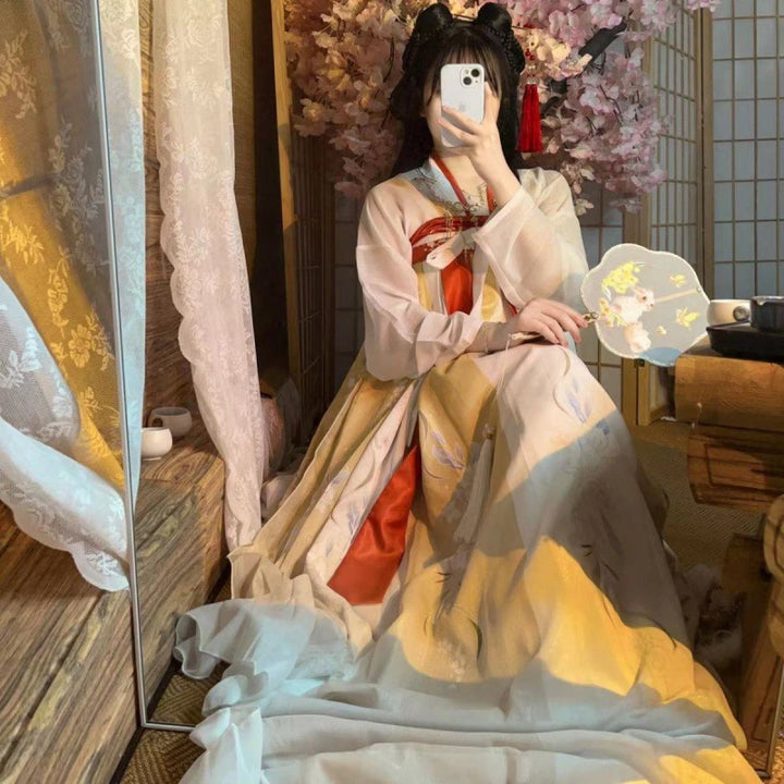 Nueva falda hasta el pecho estilo Tang para mujer Hanfu con estampados de repollo para estilos diarios de primavera y verano, disfraces de estilo chino diarios