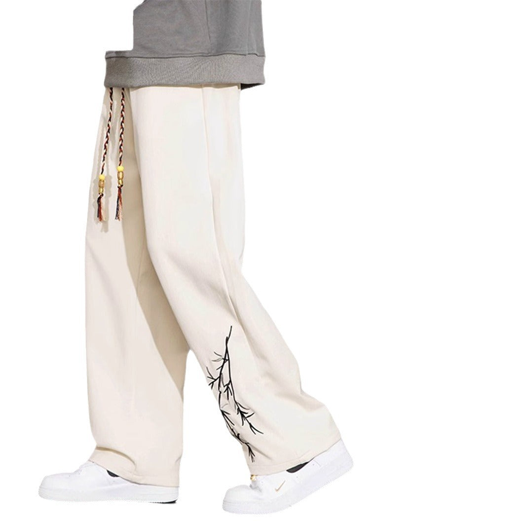 NASA-Inspired New Chinese-Style Embroidered Pants for Men | Spring & Fall Casual Trousers