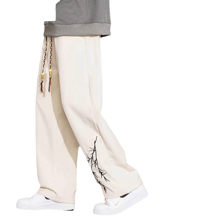 NASA-Inspired New Chinese-Style Embroidered Pants for Men | Spring & Fall Casual Trousers