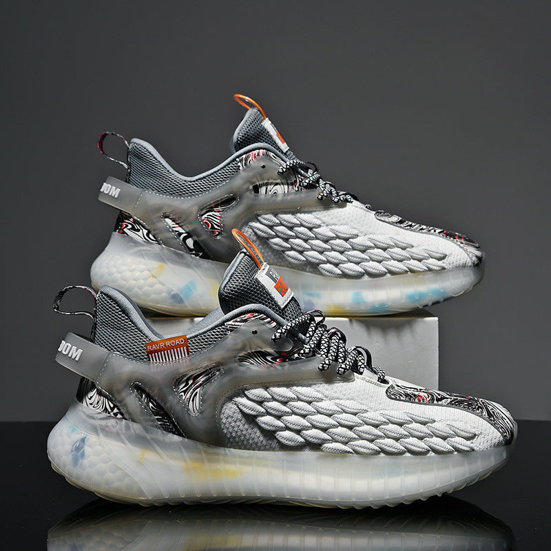Popcorn Men’s Sneakers – Dragon Scale Breathable Sports Running Shoes for Men