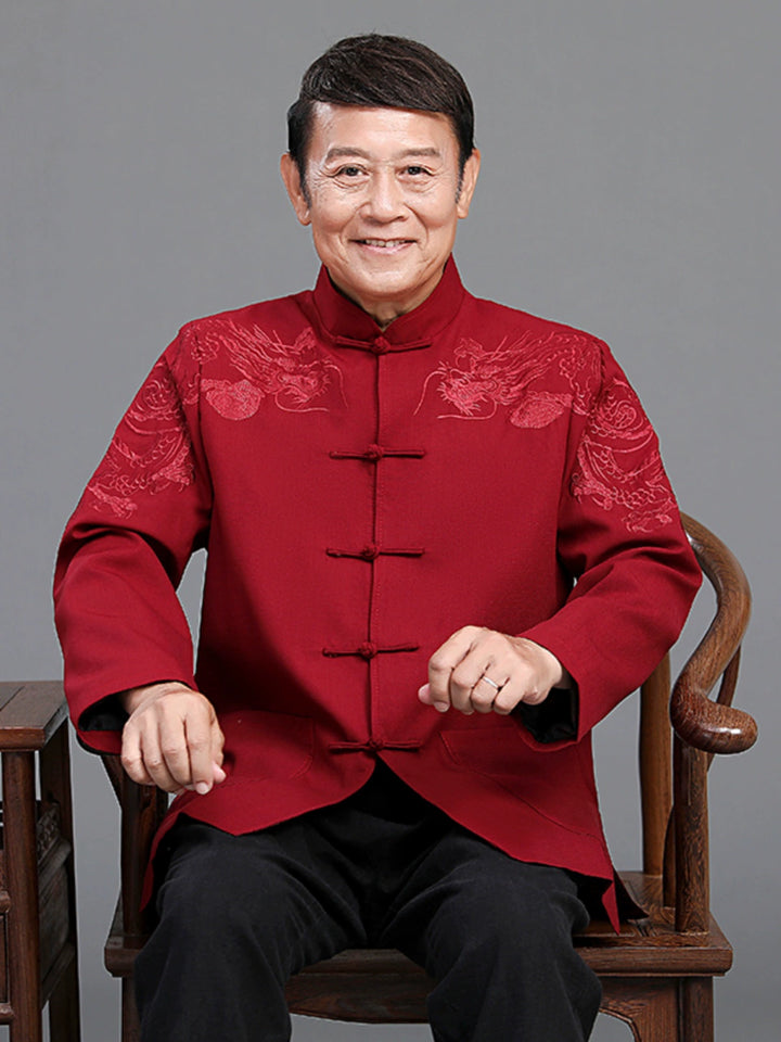 Traje Tang para hombres mayores | Chaqueta casual estilo chino para abuelo | Conjunto de primavera y otoño para boda de papá en Zhongshan