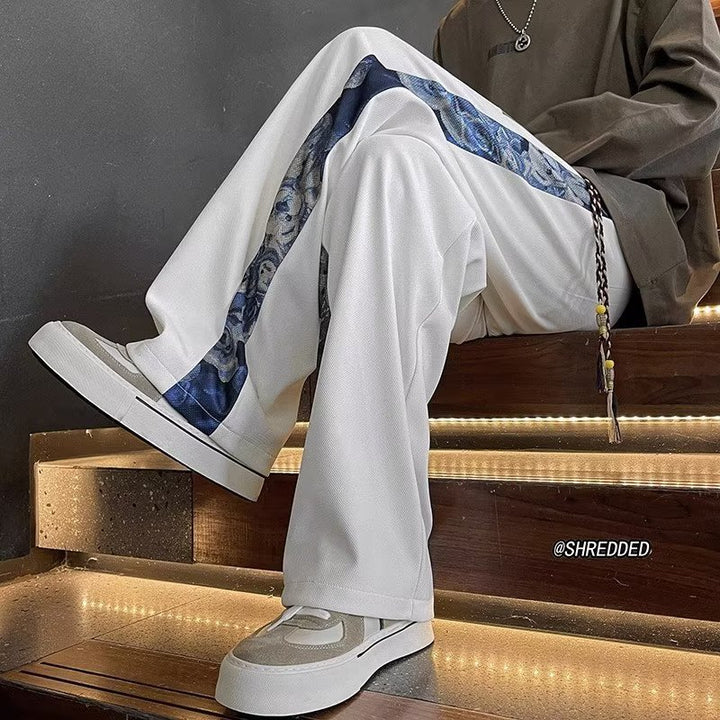 Pantalones casuales de pierna ancha para hombre, estilo chino | Pantalones deportivos holgados de primavera y otoño