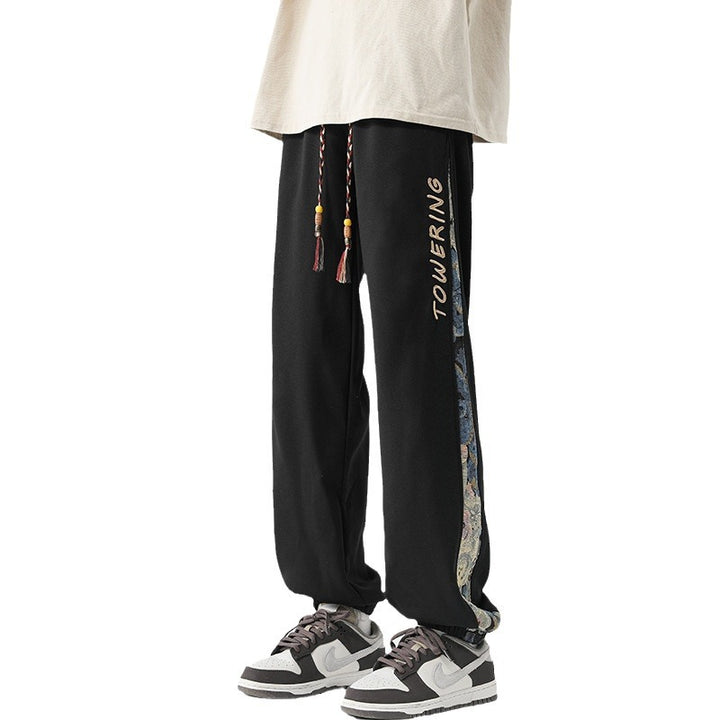 Pantalones bordados WASSUP NEST para hombre: pantalones largos casuales de pierna ancha de primavera